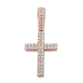 14K Rose Gold Diamond Cross Pendant 0.58 ctw