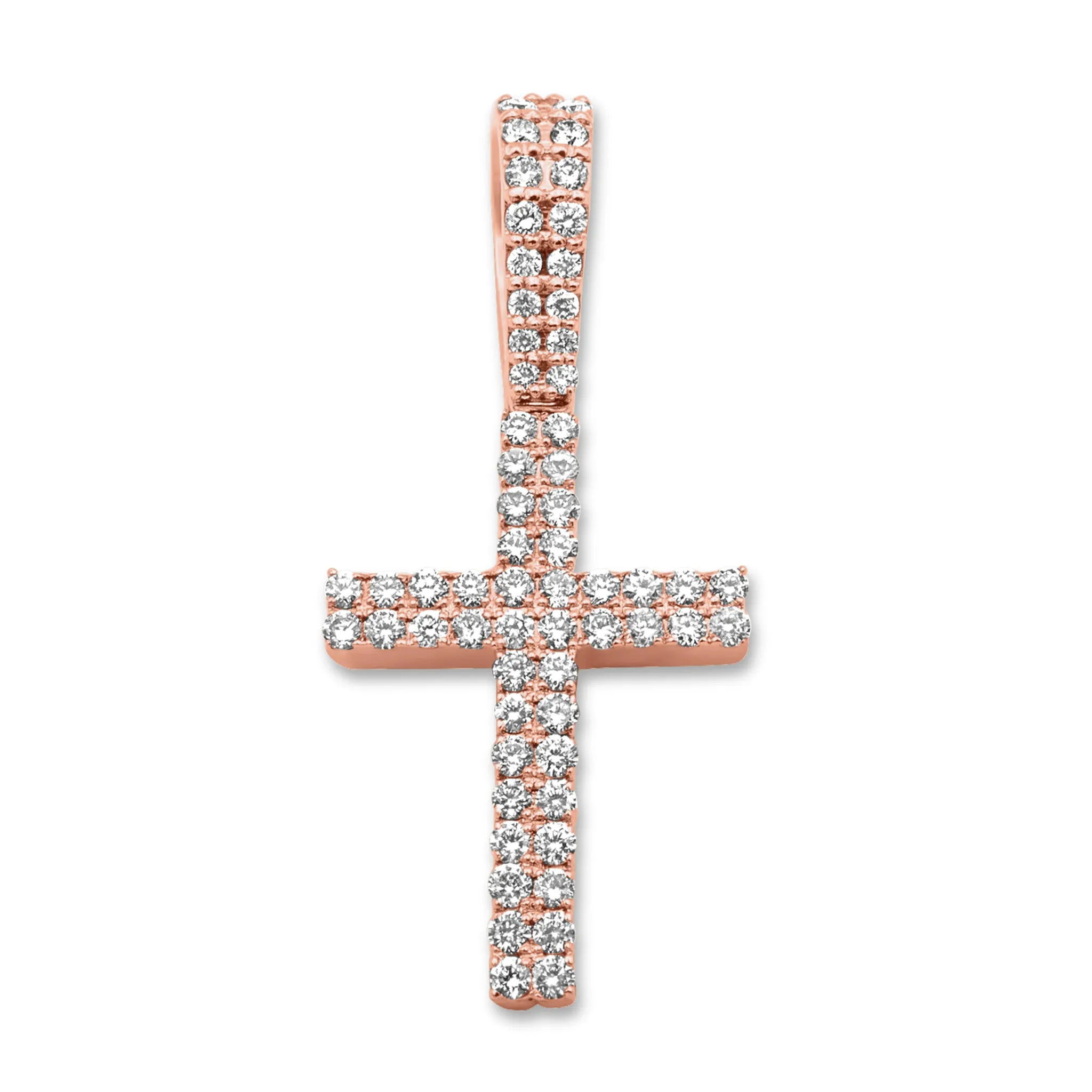 14K Rose Gold Diamond Cross Pendant 0.58 ctw