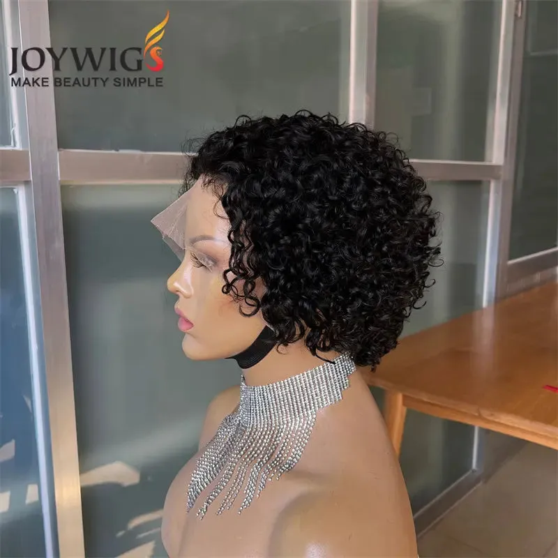 180% Density Short Pixie Cut Curly Wig