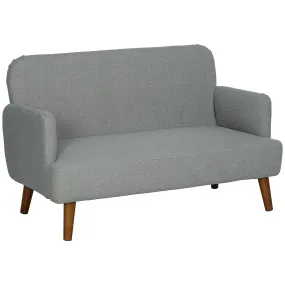 2 Seater Sofa with 21cm Thick Padding and Wood Legs, Grey