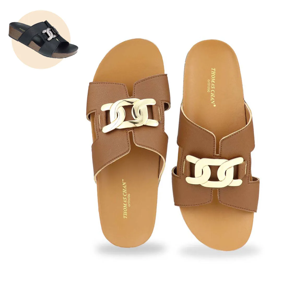 [20% off at cart] Metallic Buckle H-Flatform Sandals