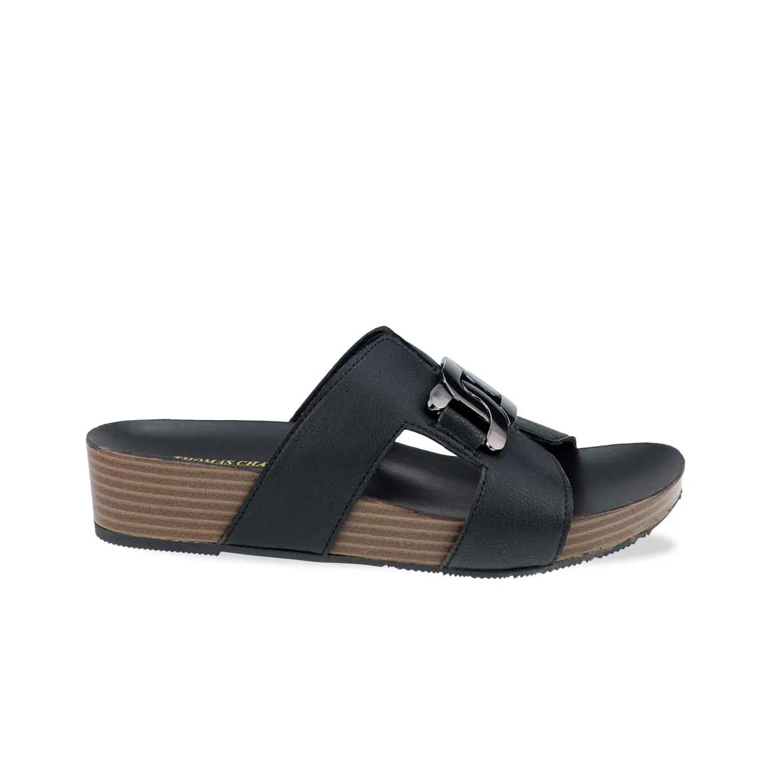 [20% off at cart] Metallic Buckle H-Flatform Sandals