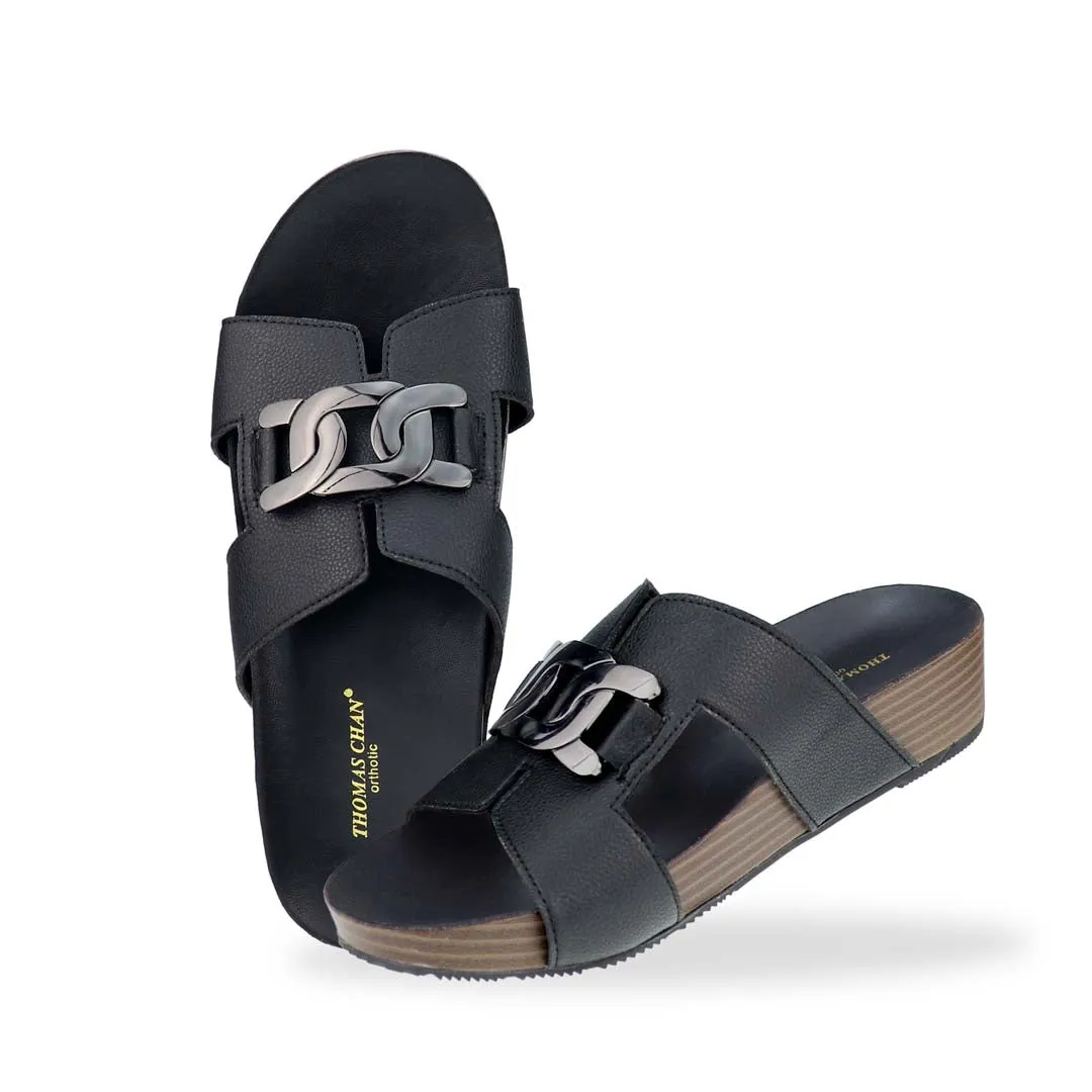 [20% off at cart] Metallic Buckle H-Flatform Sandals