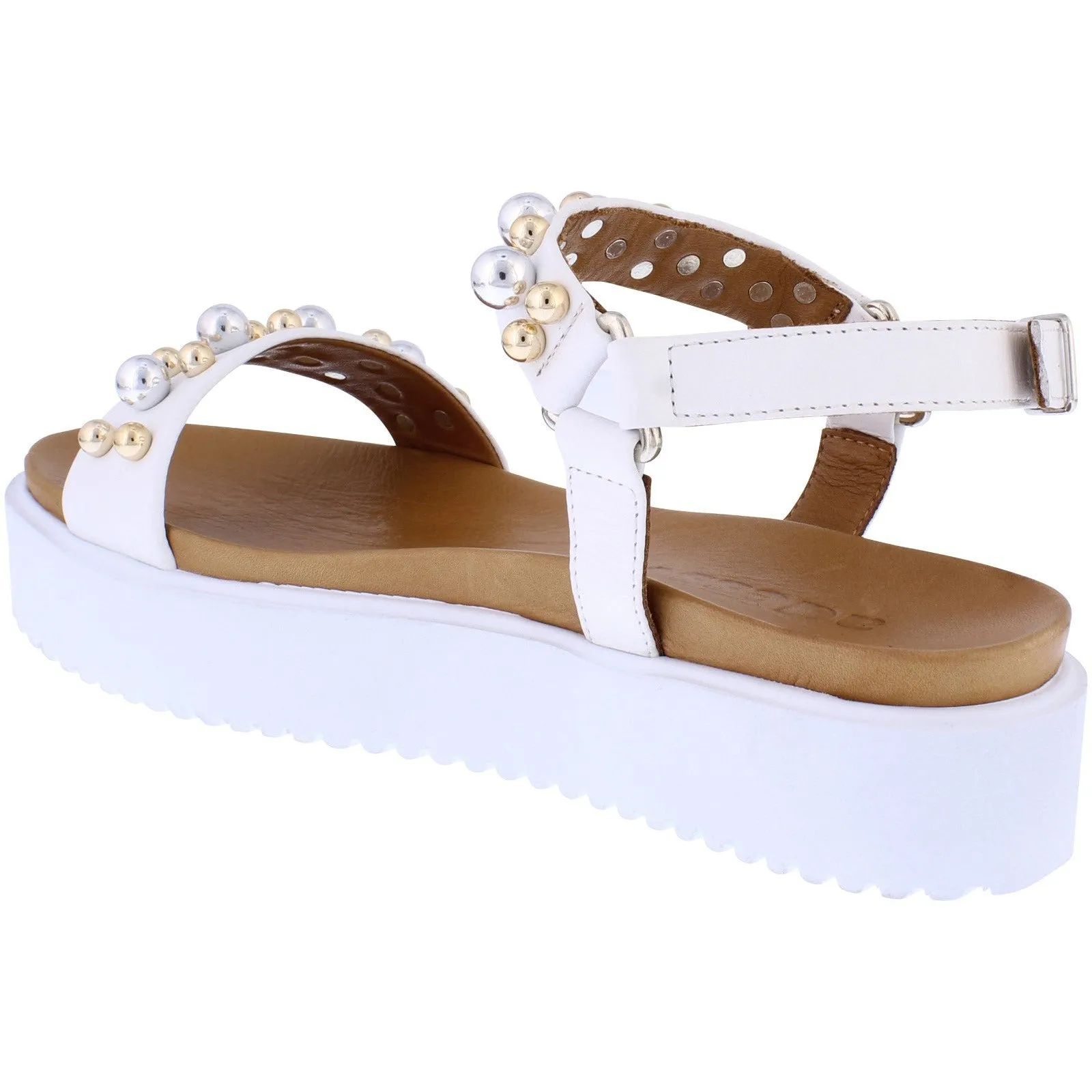 Adesso A7362 Chloe Ladies White Leather Buckle Sandals