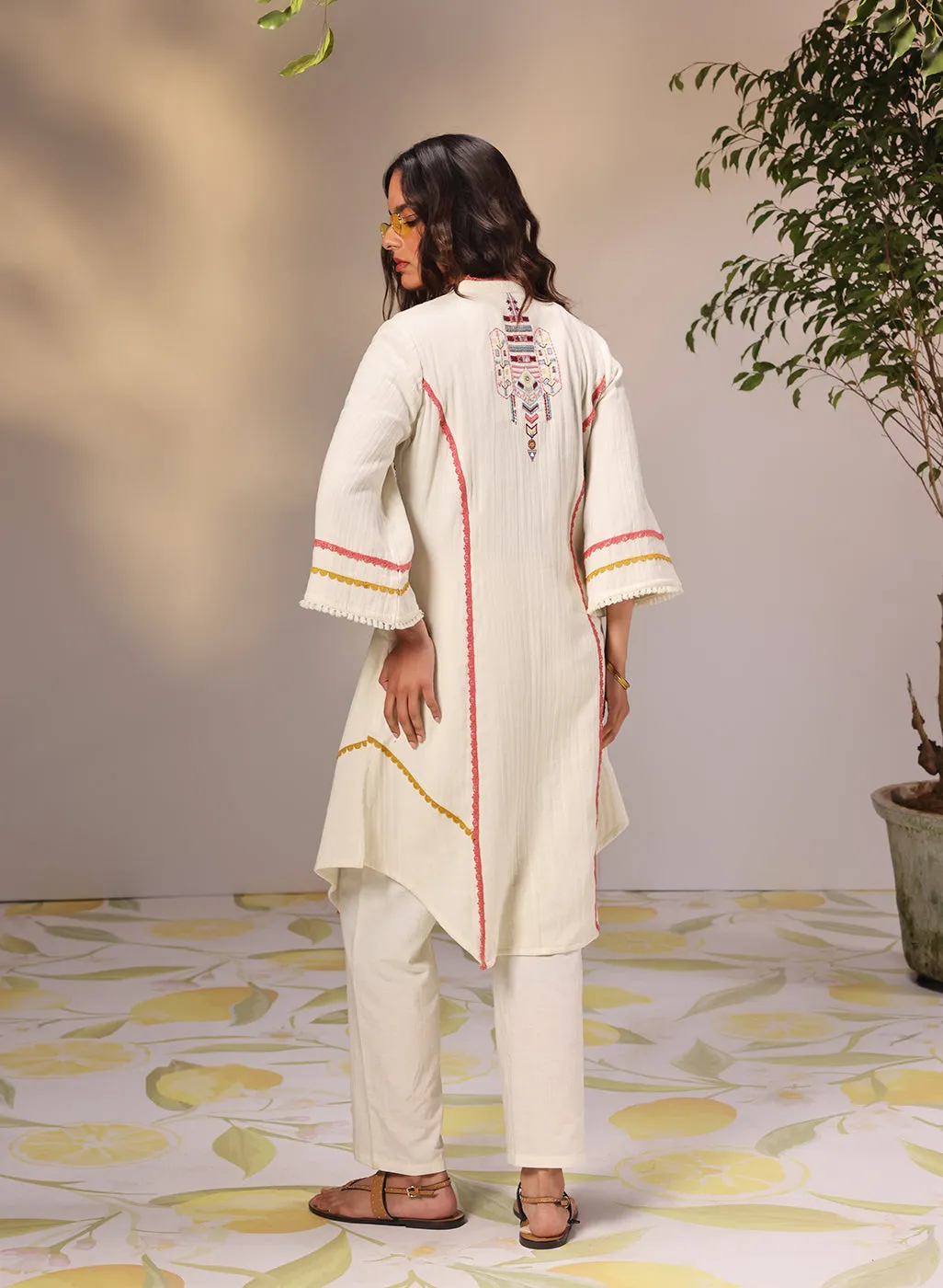 Aisha Ivory Embroidered Cotton Designer Kurta Set for Women