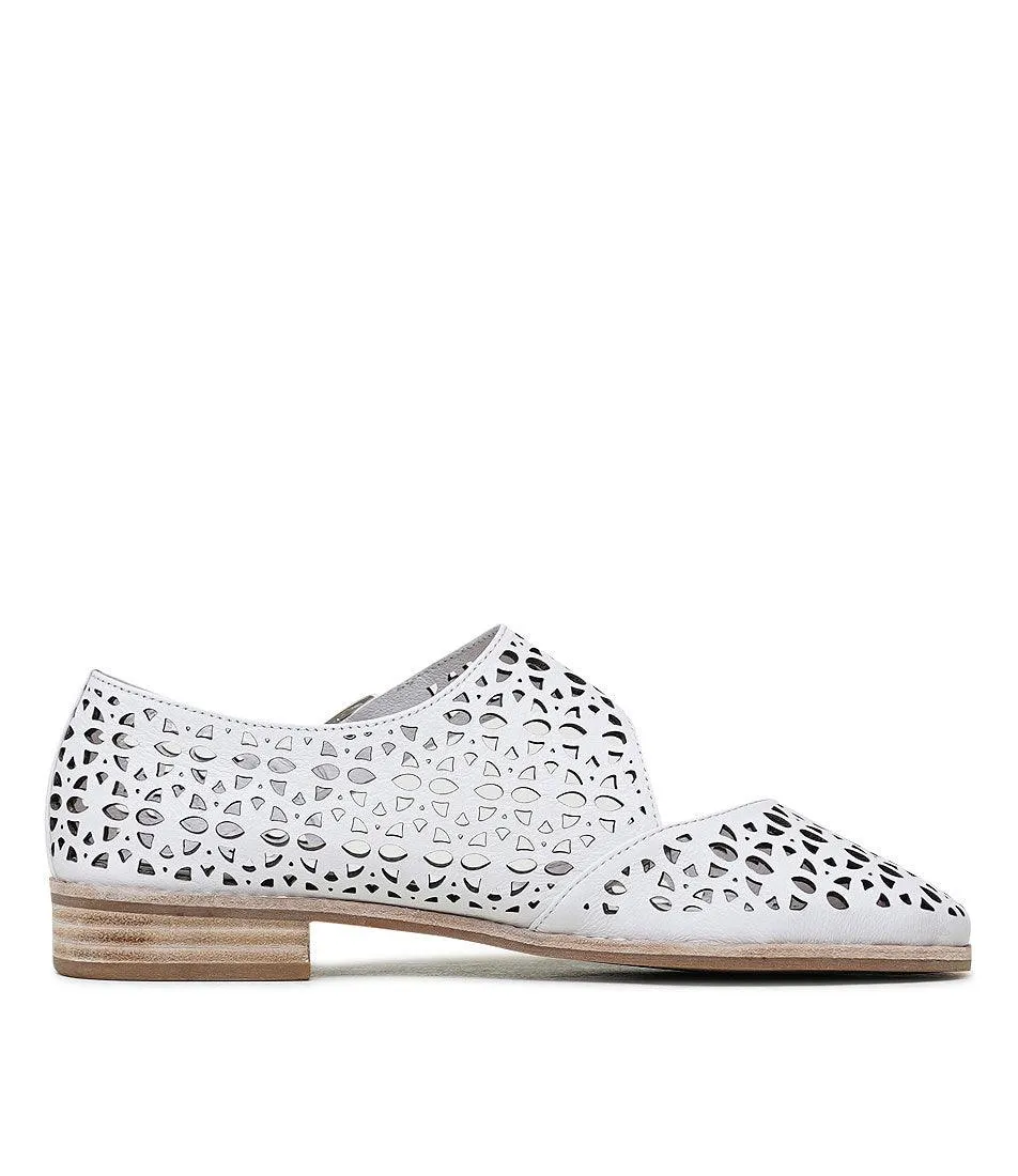 Albion White Leather Flats