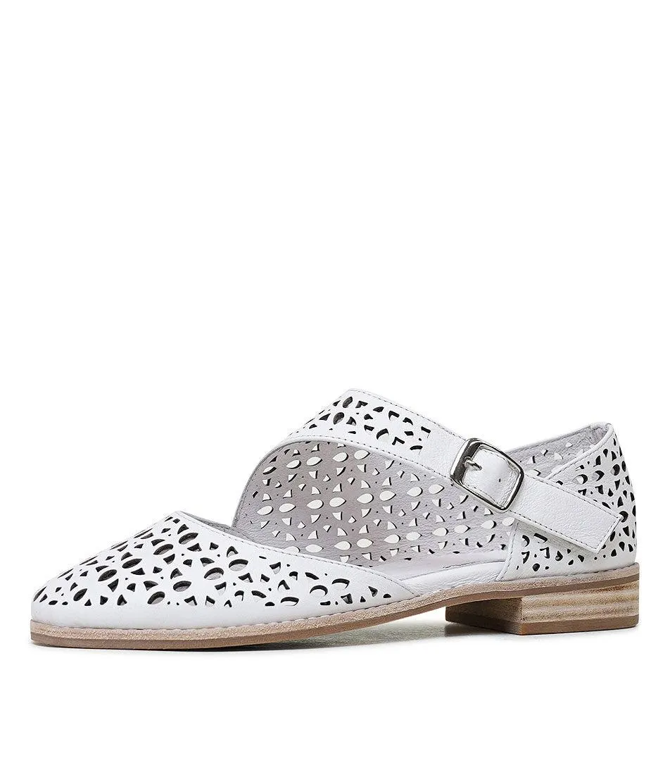 Albion White Leather Flats