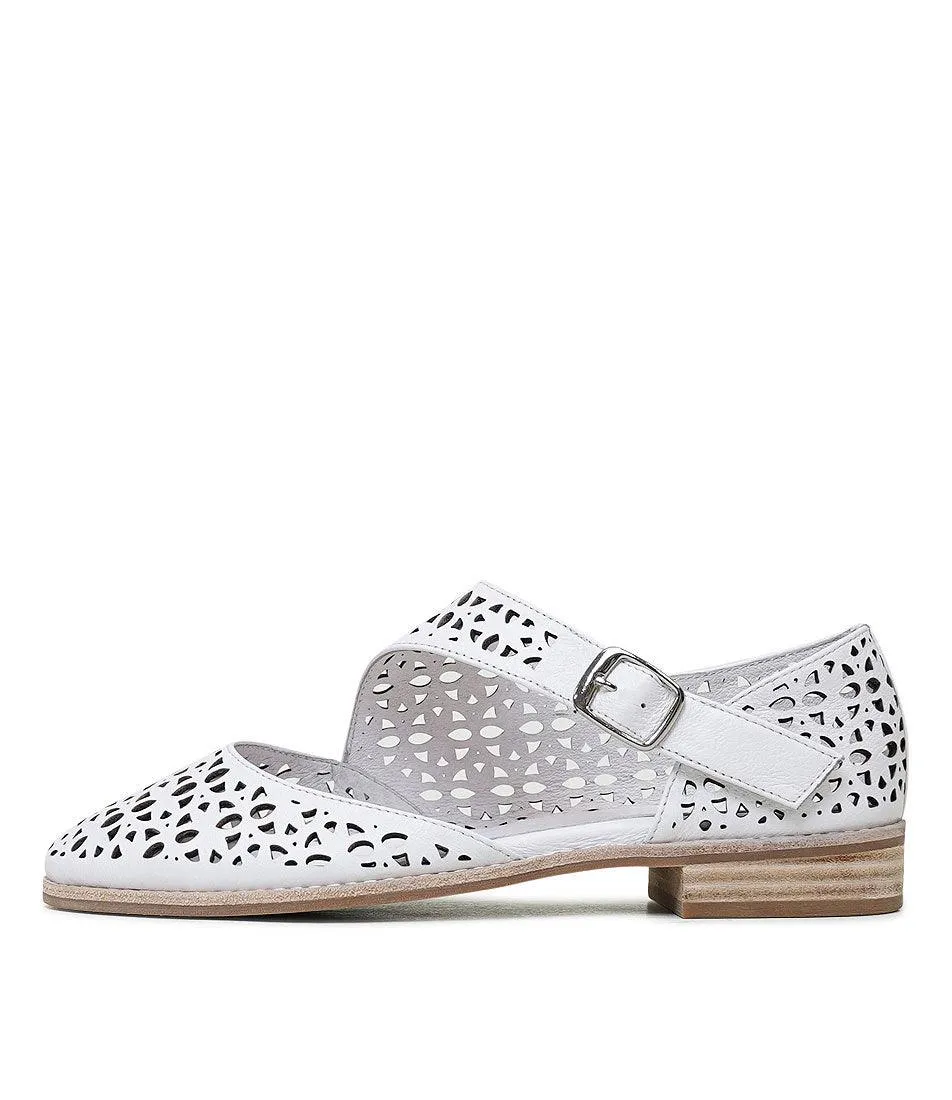 Albion White Leather Flats