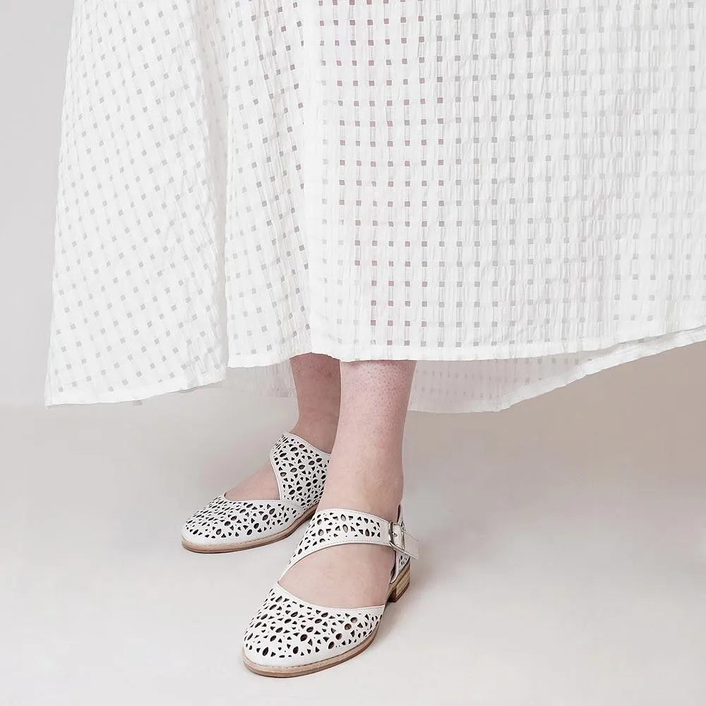 Albion White Leather Flats