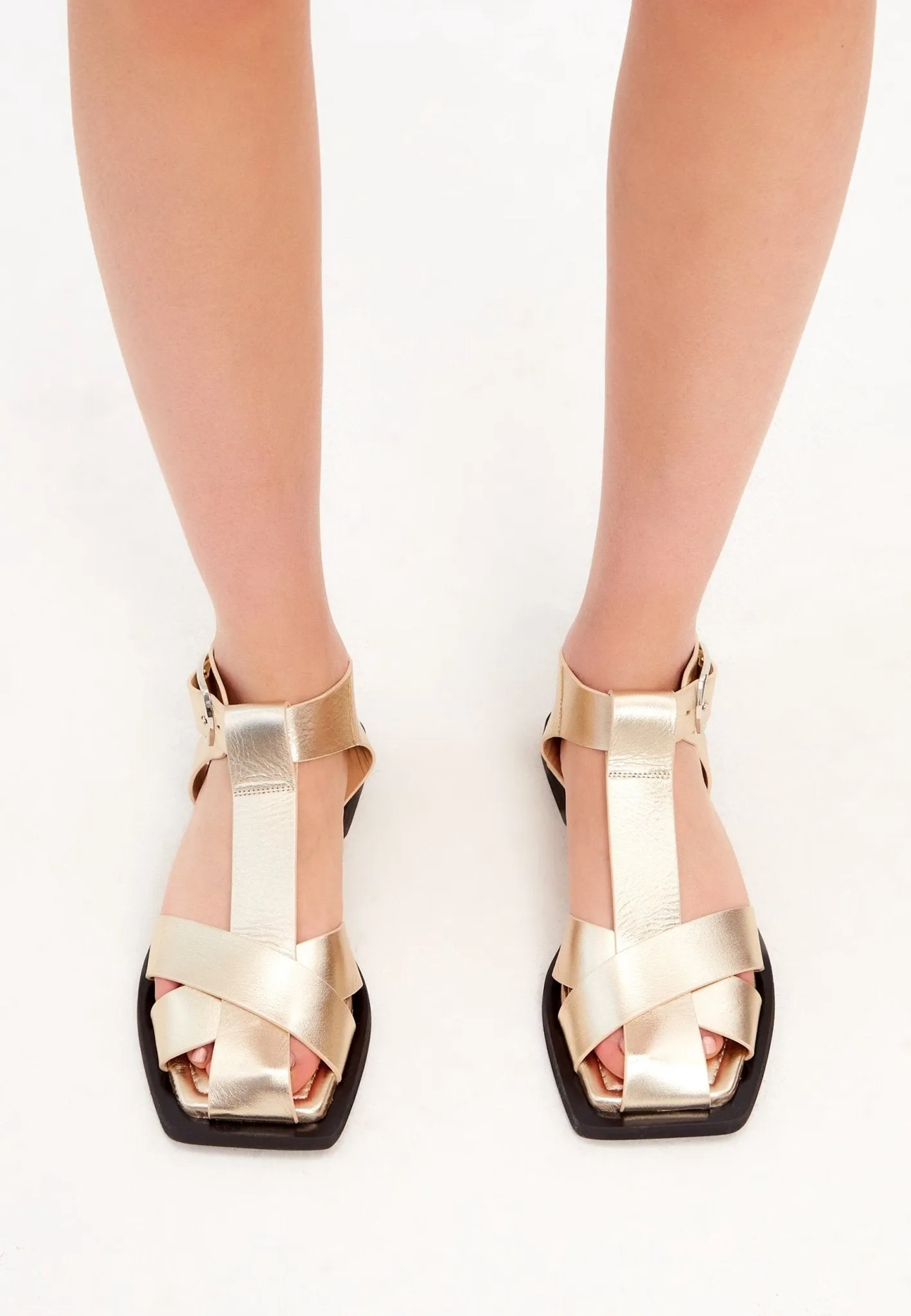 Ankle cuff Flat Sole Sandals - Gold