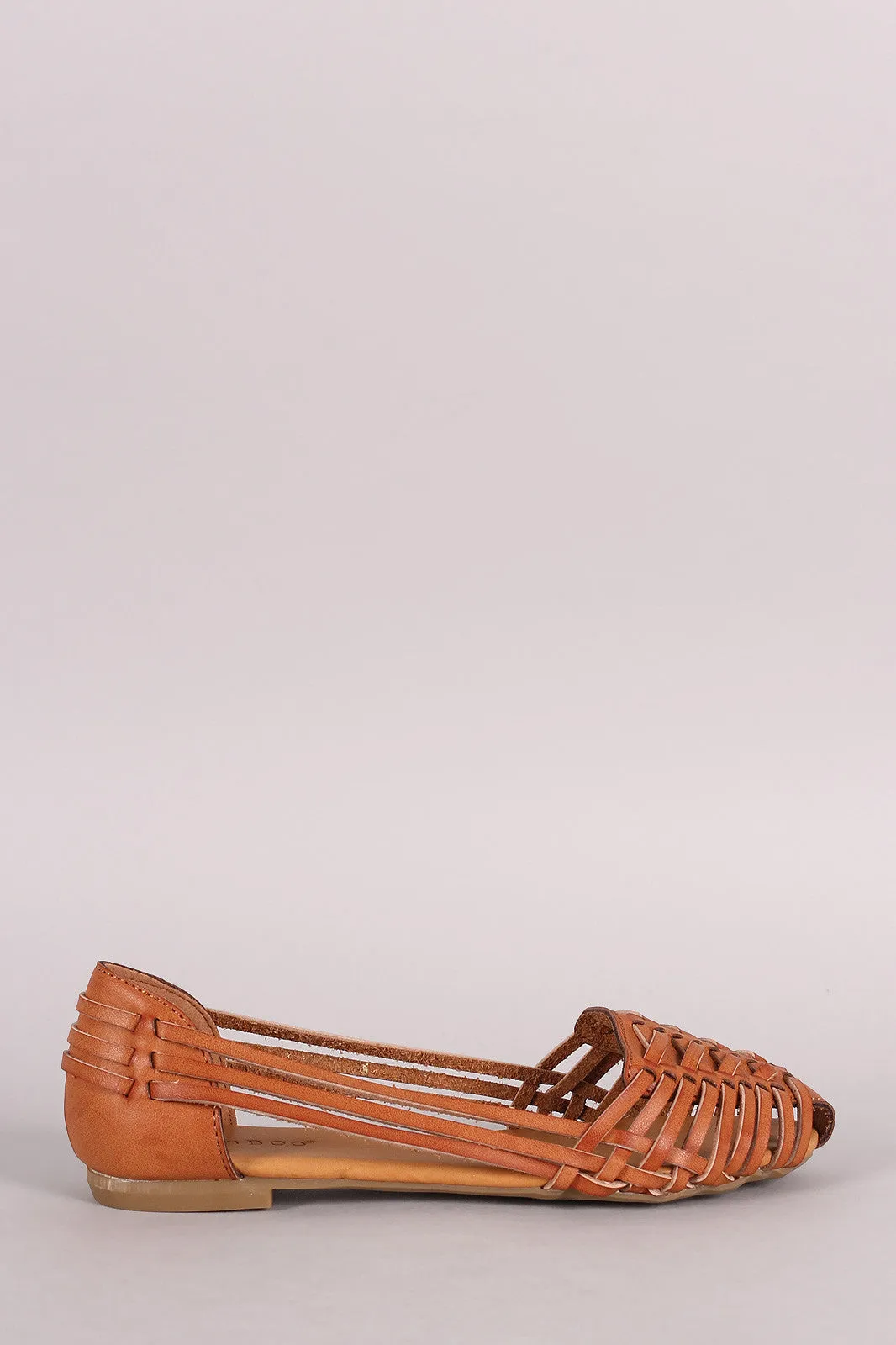 Bamboo Strappy Woven Slip On Flat