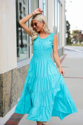 Beautiful Perception Blue Tiered Maxi Dress