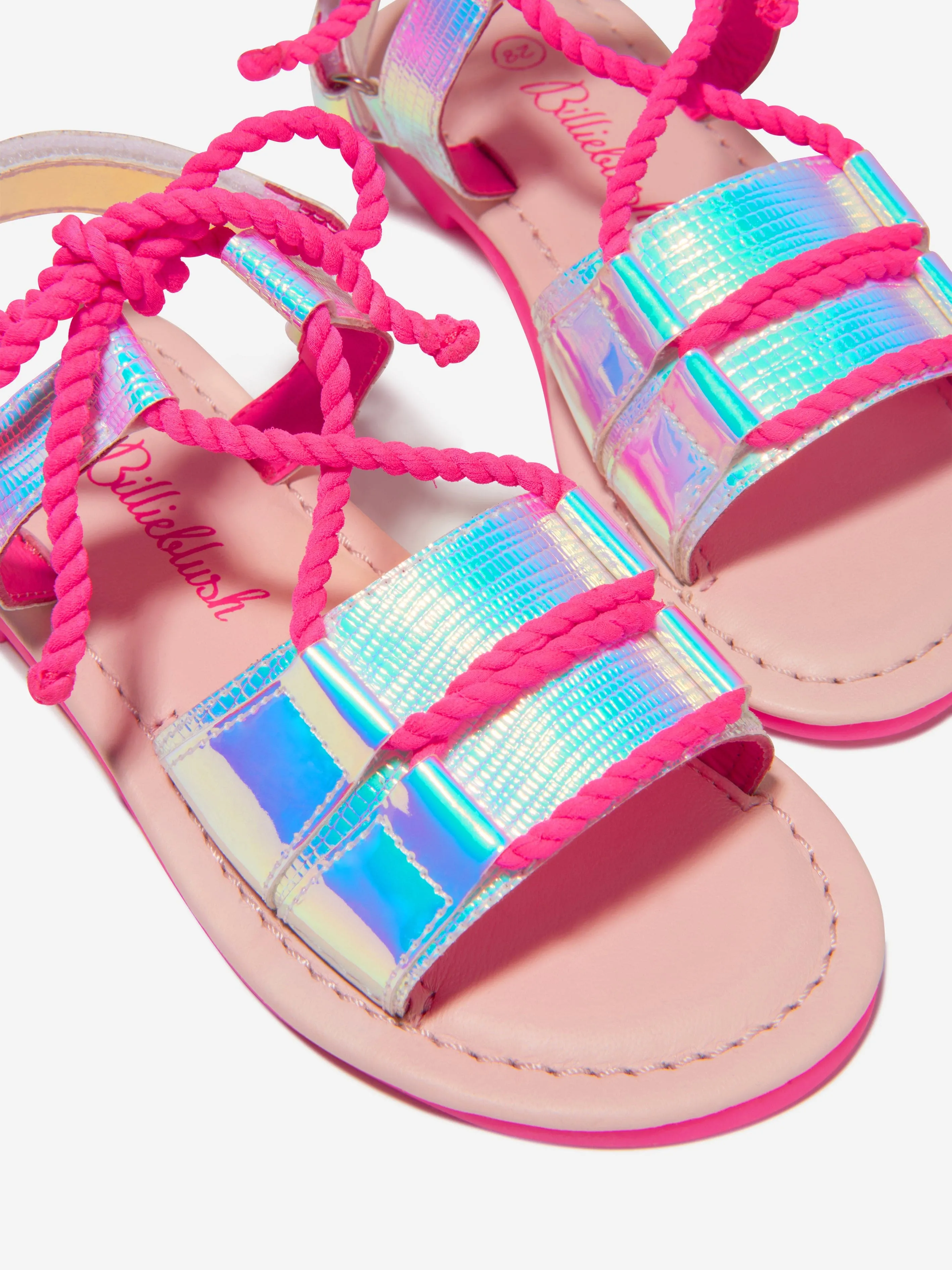 Billieblush Girls Leather & Lace Snake Design Sandals