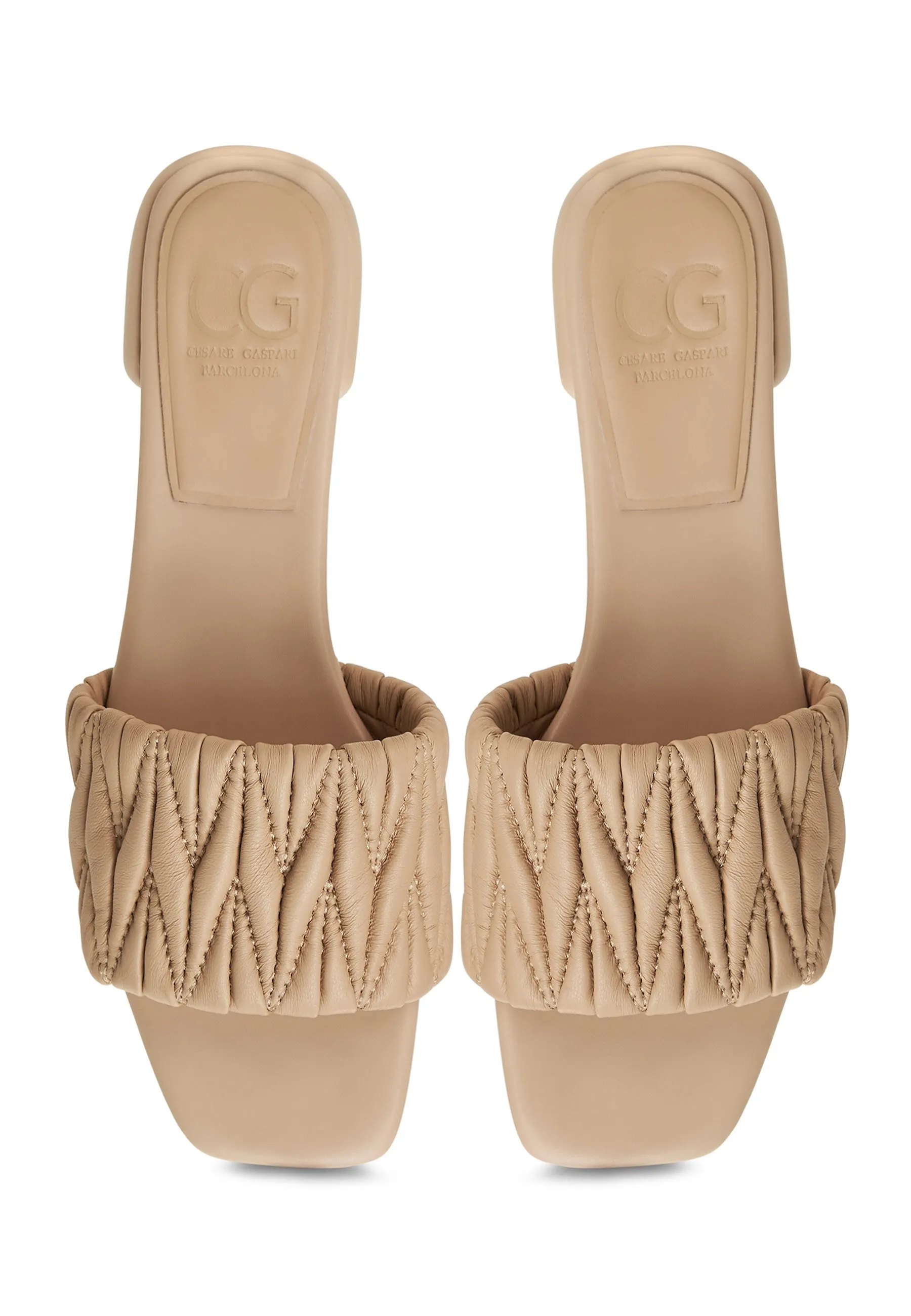 Block Heeled Slippers Stephanie - Beige