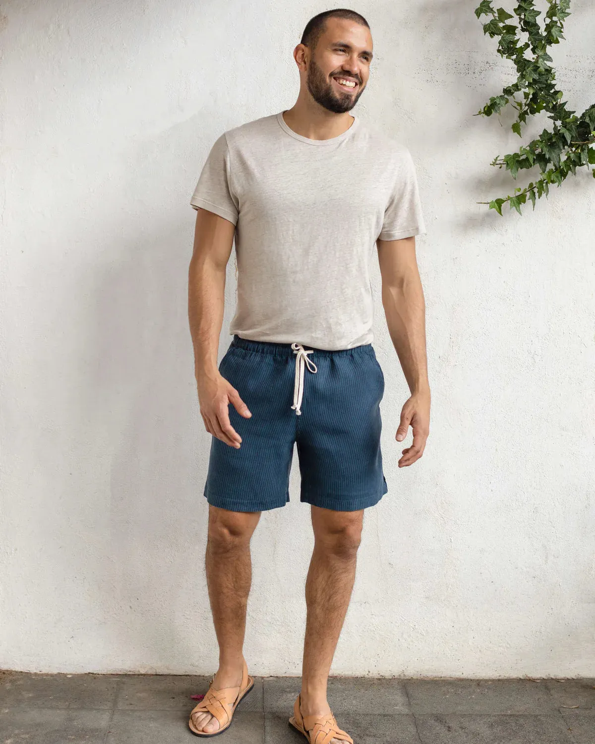 Bo Linen Drawstring Shorts - Overdye Dusk