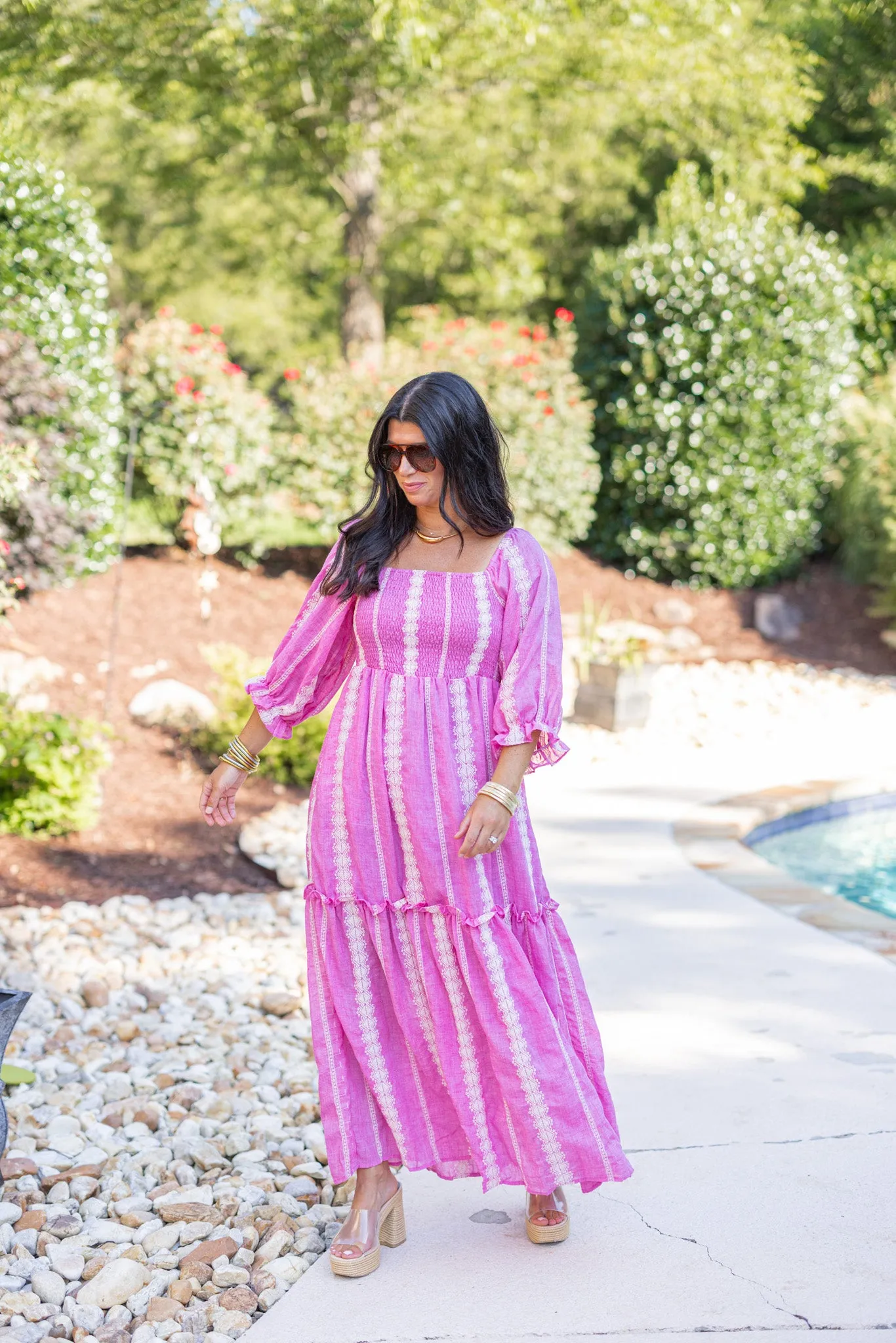 Boho Charm Pink Maxi Dress