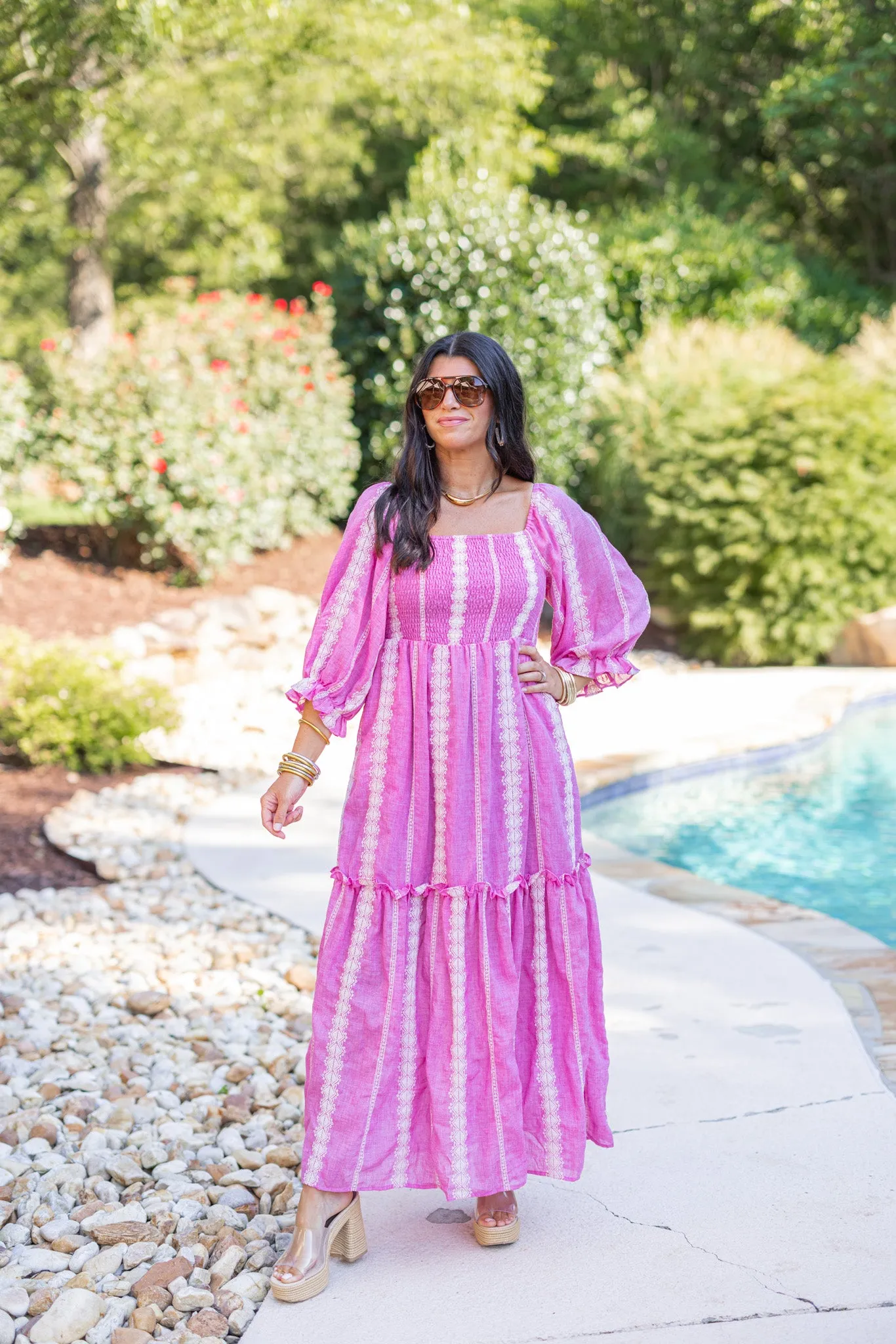 Boho Charm Pink Maxi Dress