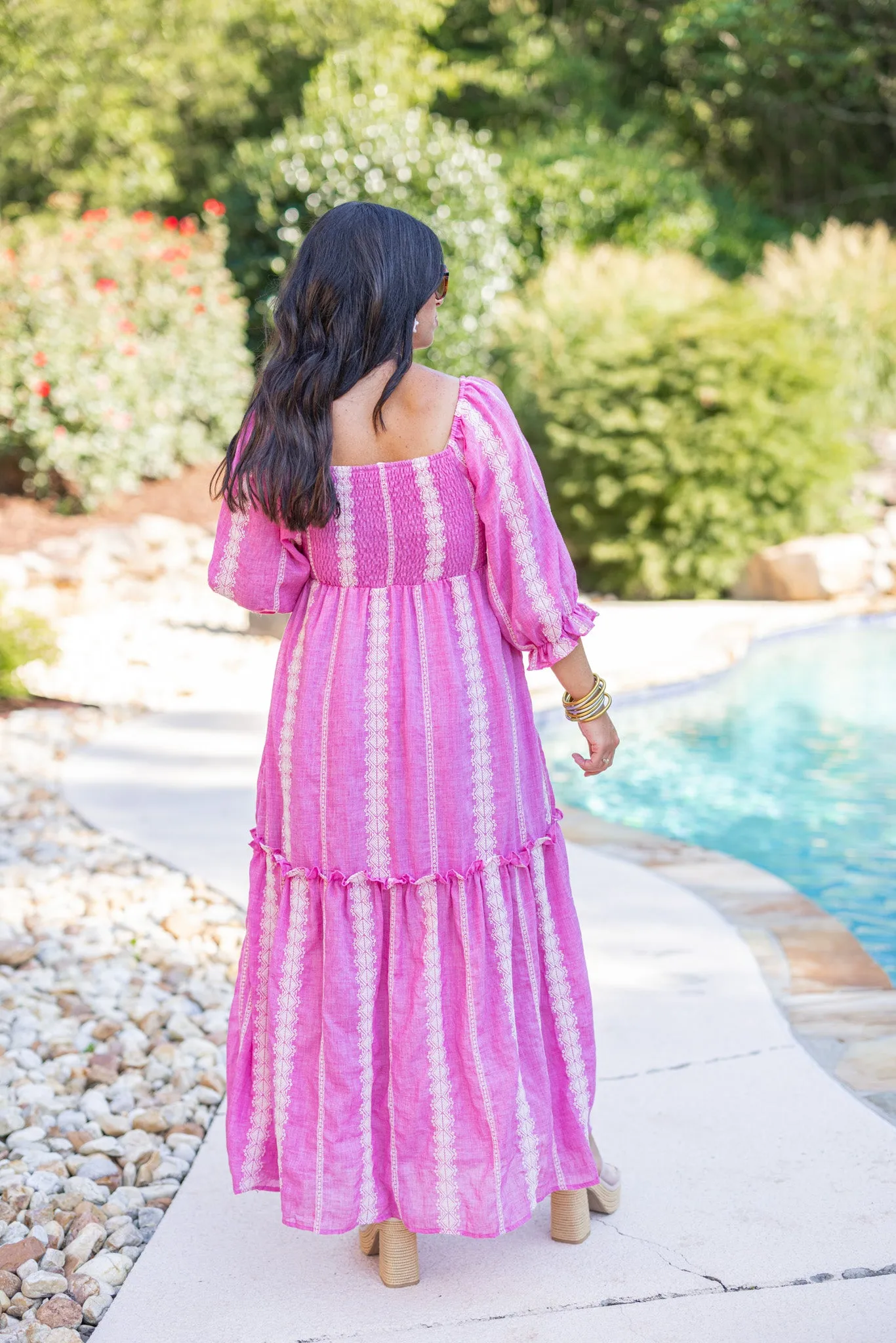 Boho Charm Pink Maxi Dress