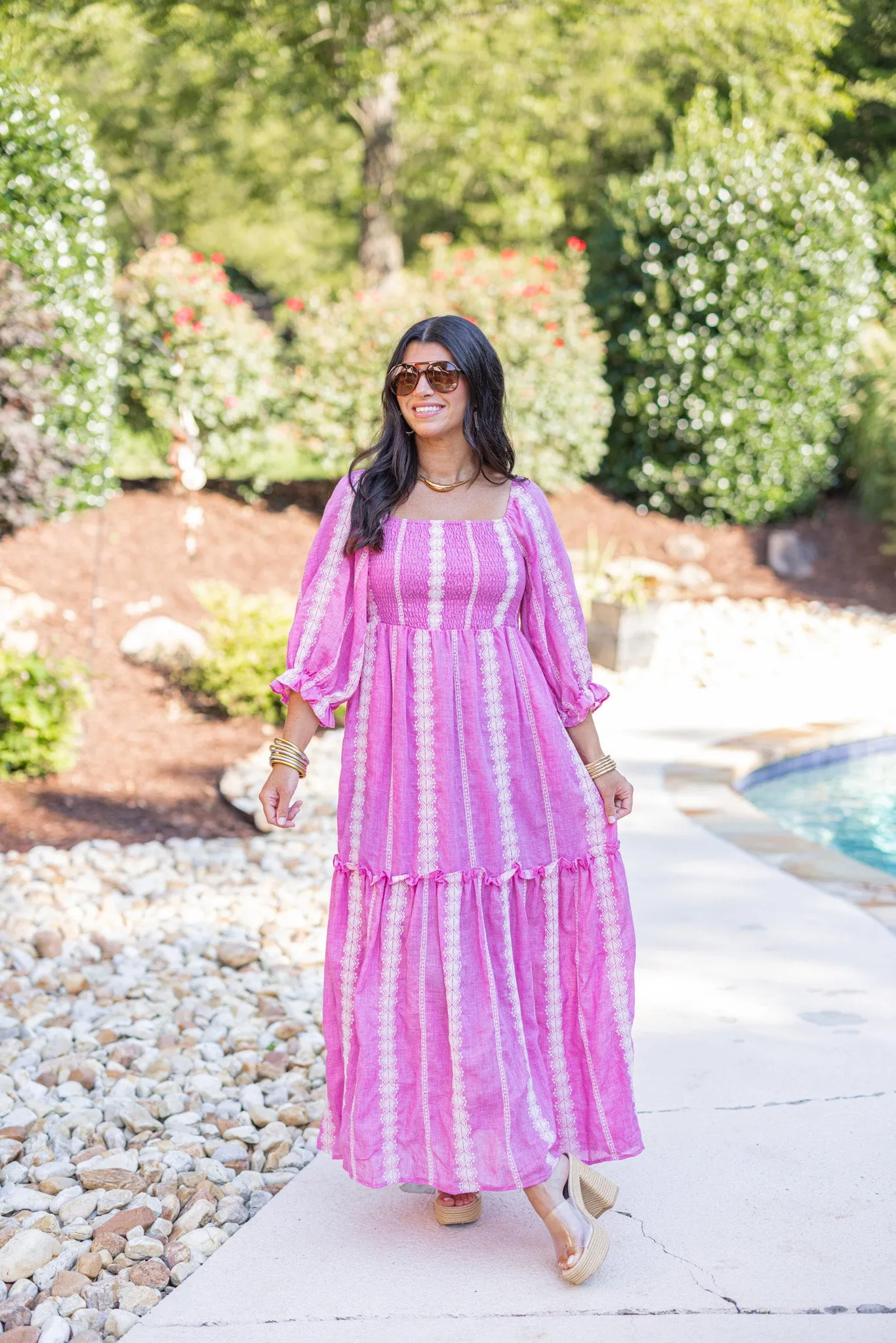 Boho Charm Pink Maxi Dress