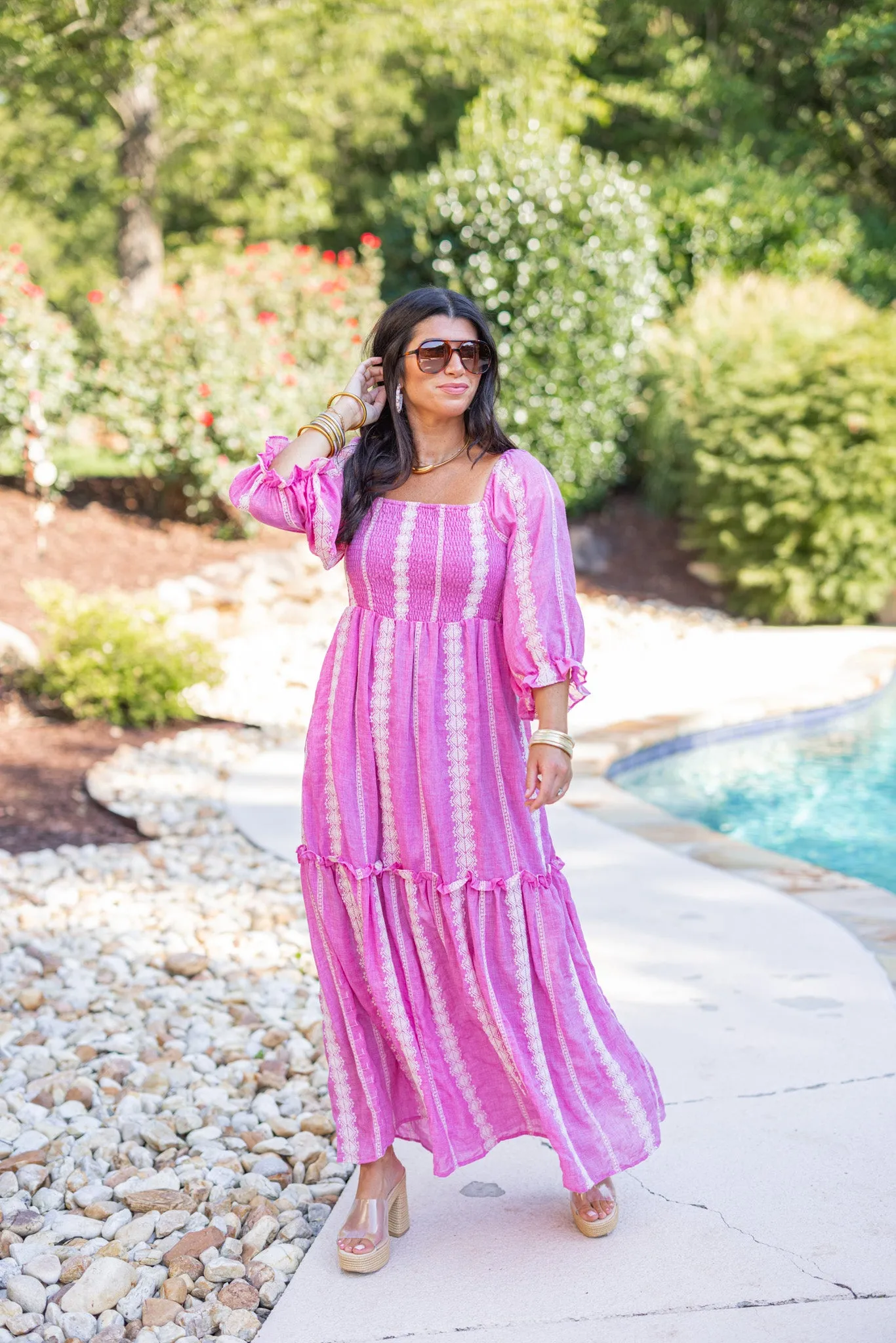 Boho Charm Pink Maxi Dress