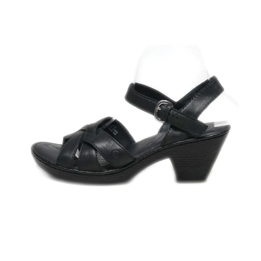 Born Mid-Heel Sandals Leather Black Colour For Women