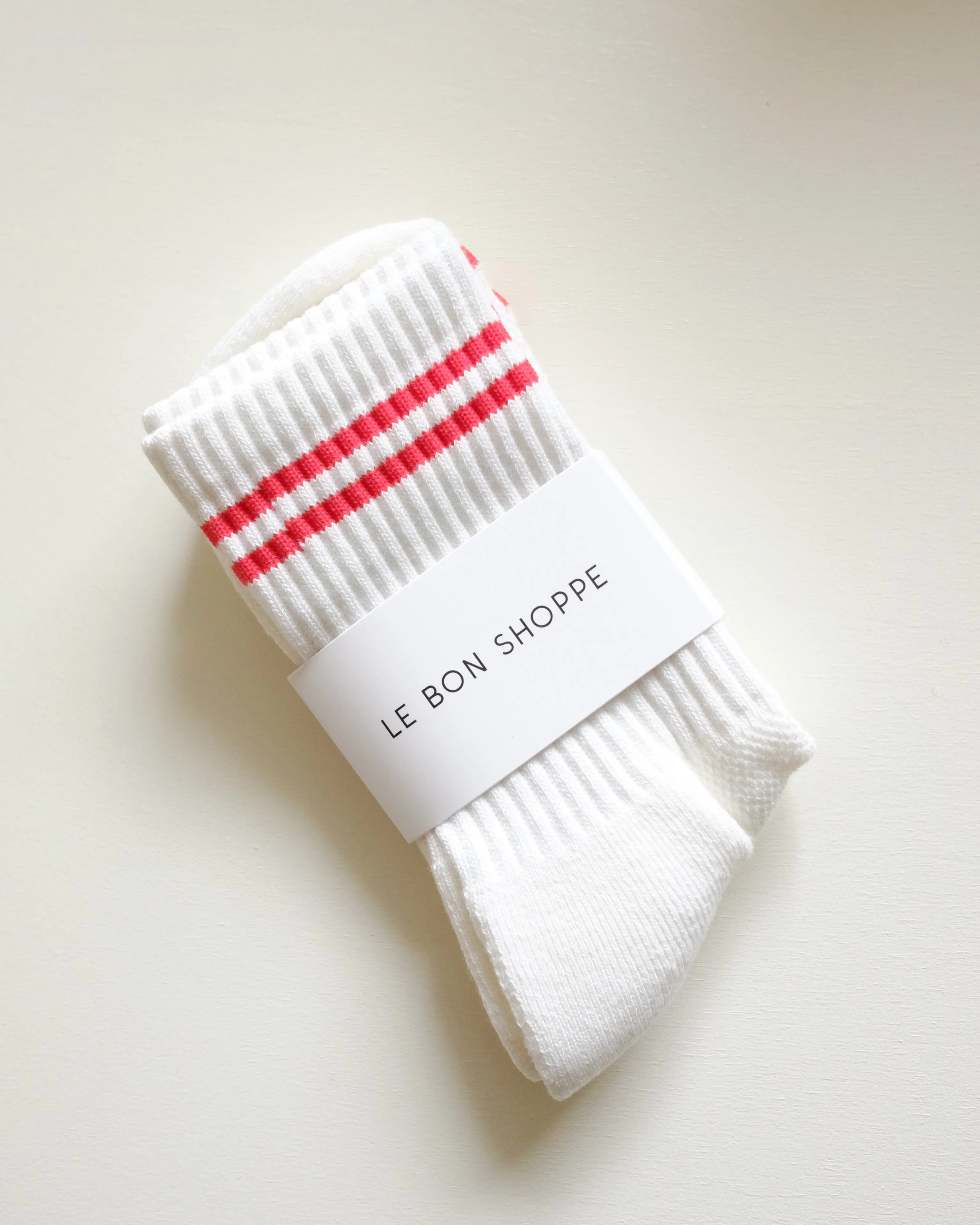 Boyfriend Socks, Clean White/Red