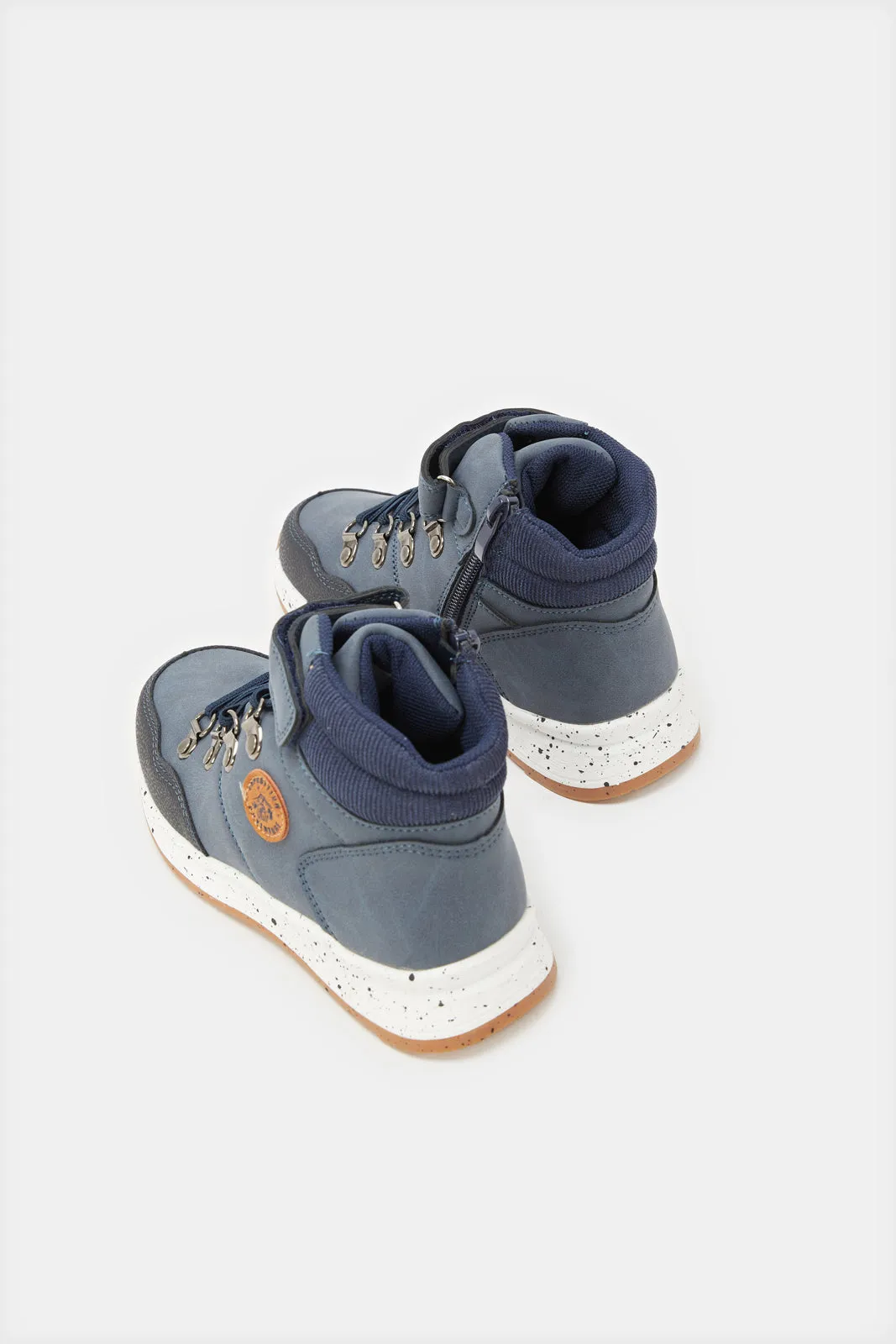 Boys Navy Color Block High Top Sneakers