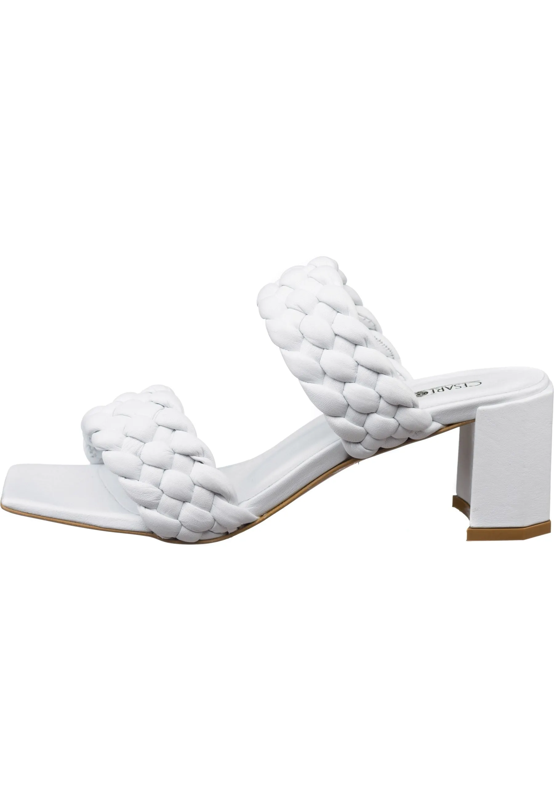 Braided Heeled Sandals - White