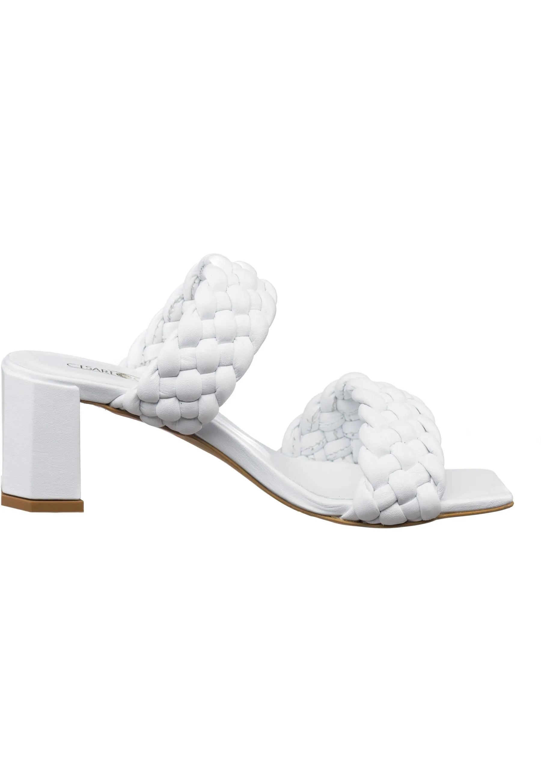 Braided Heeled Sandals - White