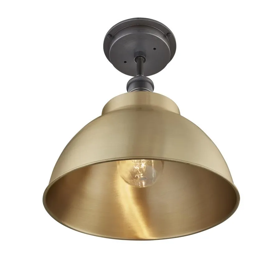 Brass Brooklyn Outdoor Dome Flush Mount Light - 13 Inch - Industville