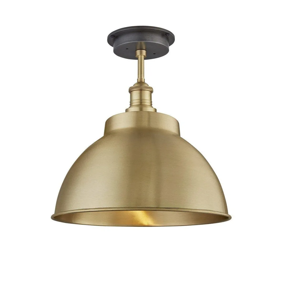 Brass Brooklyn Outdoor Dome Flush Mount Light - 13 Inch - Industville