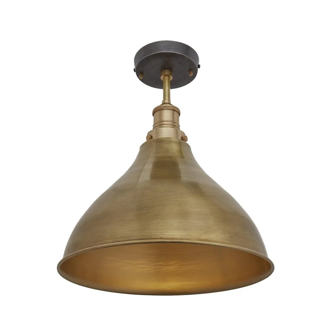 Brooklyn Cone Flush Mount Light - Brass - 12 inch - Industville