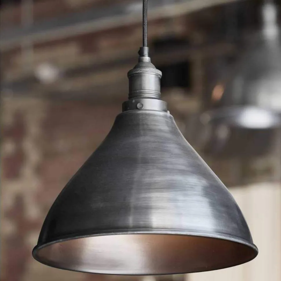 Brooklyn Cone Pendant - 12 Inch - Pewter - Industville