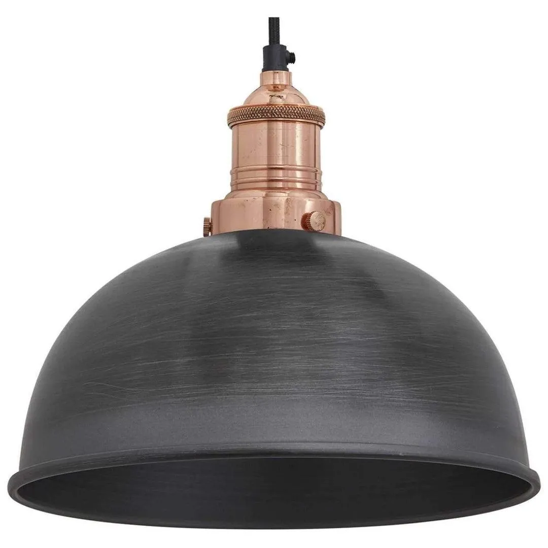 Brooklyn Dome Pendant - 8 Inch - Pewter - Industville