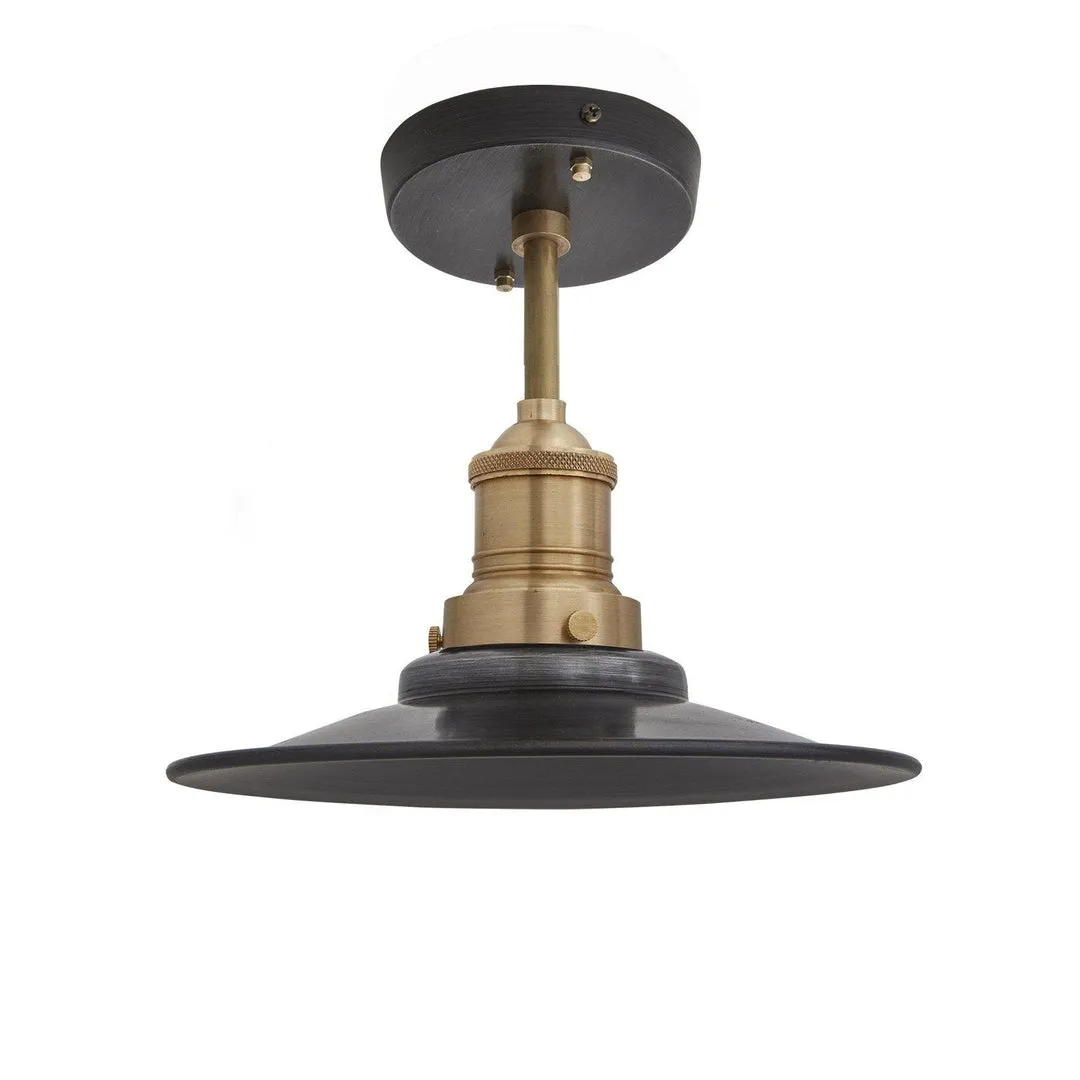 Brooklyn Flat Flush Mount Light - Pewter - 8 inch - Industville