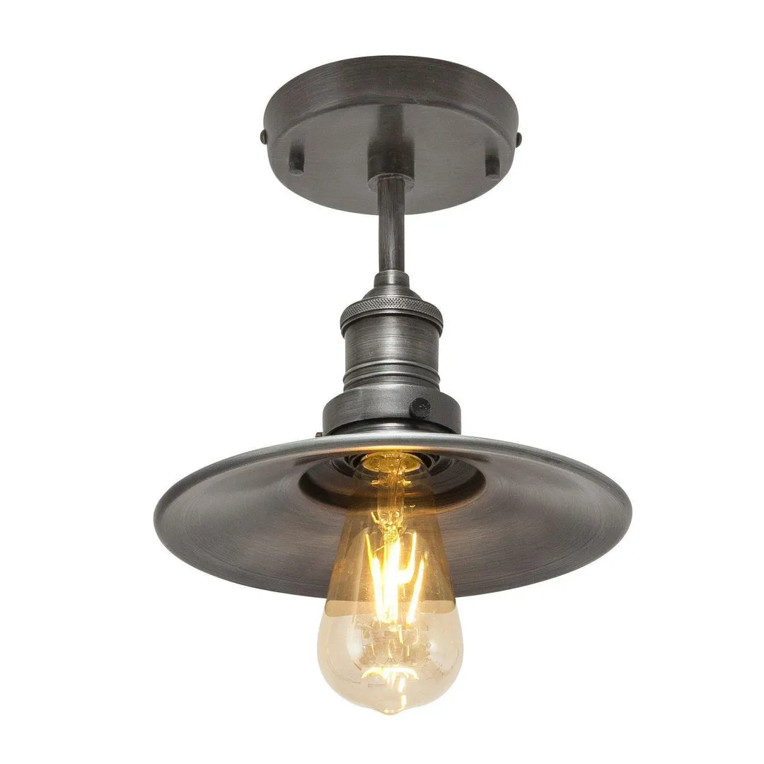 Brooklyn Flat Flush Mount Light - Pewter - 8 inch - Industville