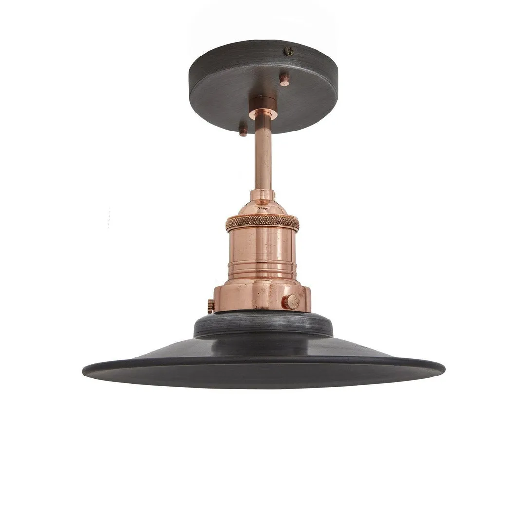 Brooklyn Flat Flush Mount Light - Pewter - 8 inch - Industville