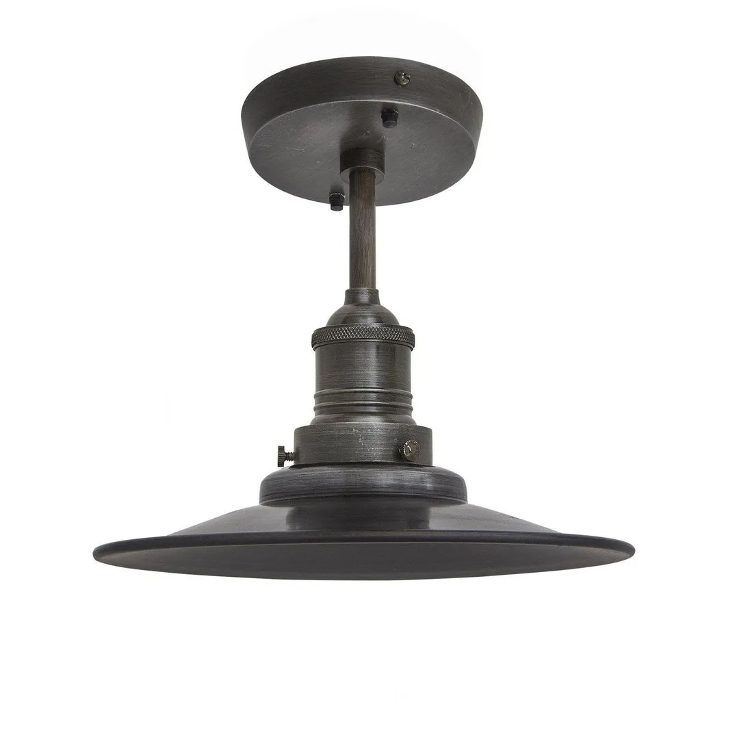 Brooklyn Flat Flush Mount Light - Pewter - 8 inch - Industville