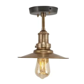 Brooklyn Flat Industrial Flush Mount Light - Brass - 8 inch - Industville