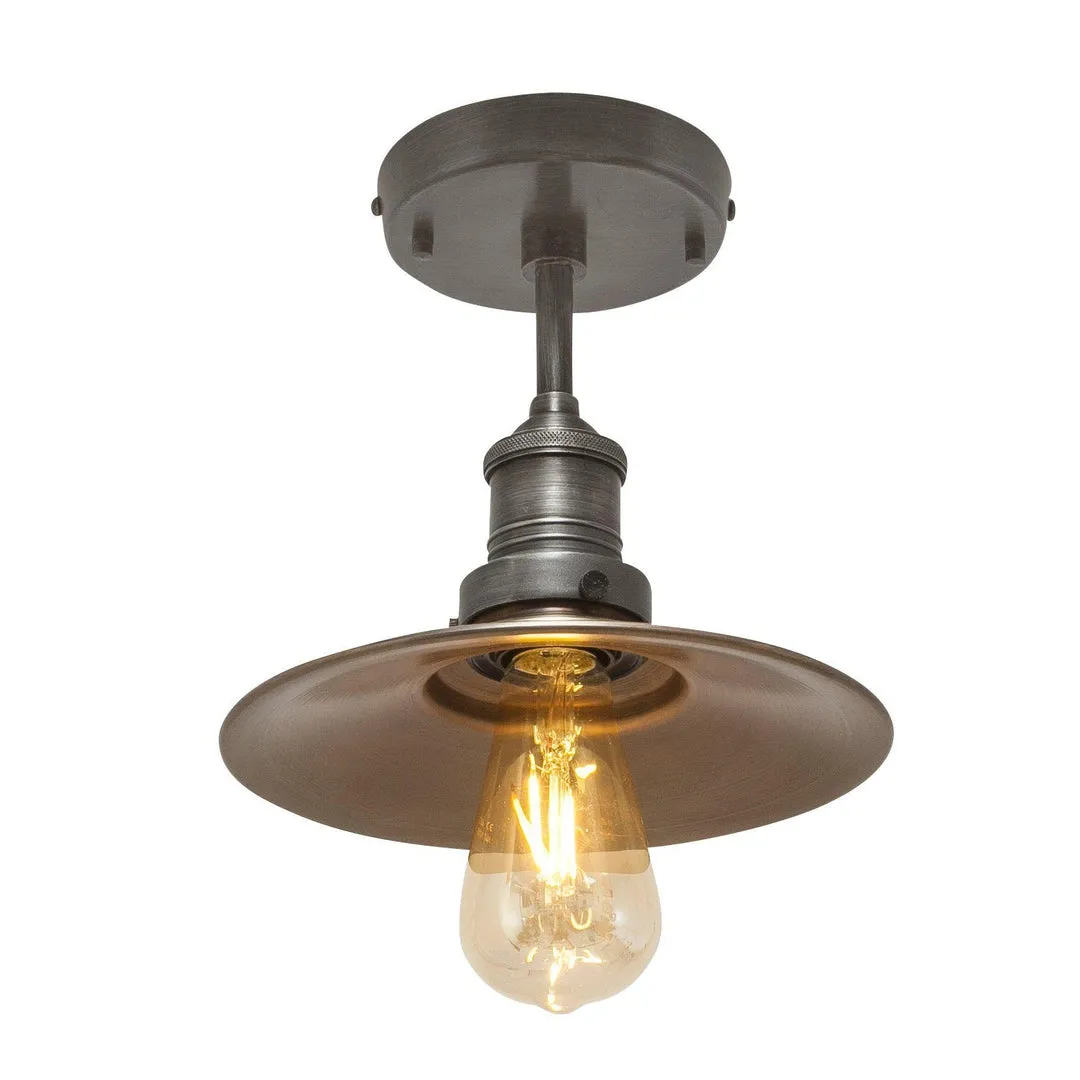 Brooklyn Flat Industrial Flush Mount Light - Brass - 8 inch - Industville