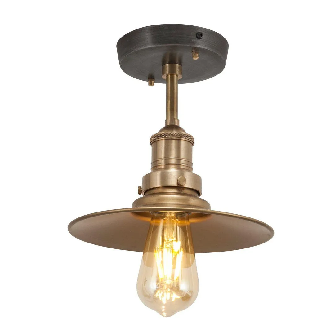 Brooklyn Flat Industrial Flush Mount Light - Brass - 8 inch - Industville