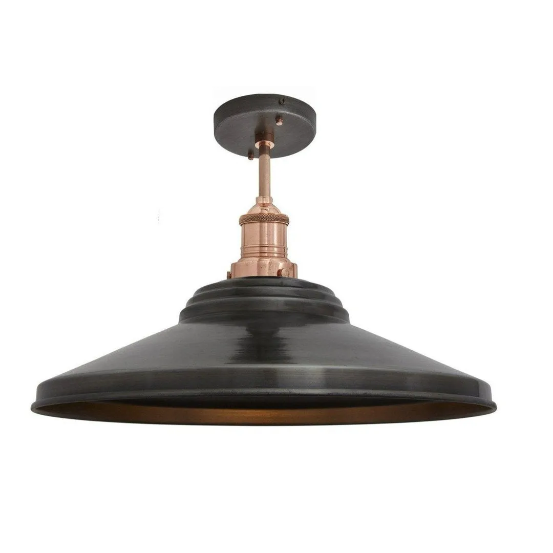 Brooklyn Giant Step Flush Mount Light - Pewter - 18 inch - Industville