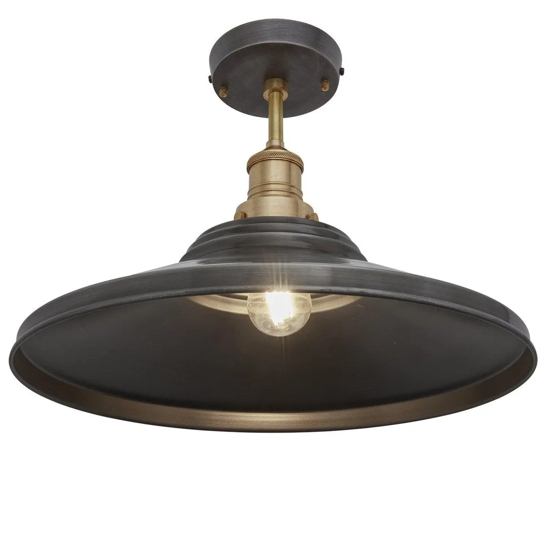 Brooklyn Giant Step Flush Mount Light - Pewter - 18 inch - Industville