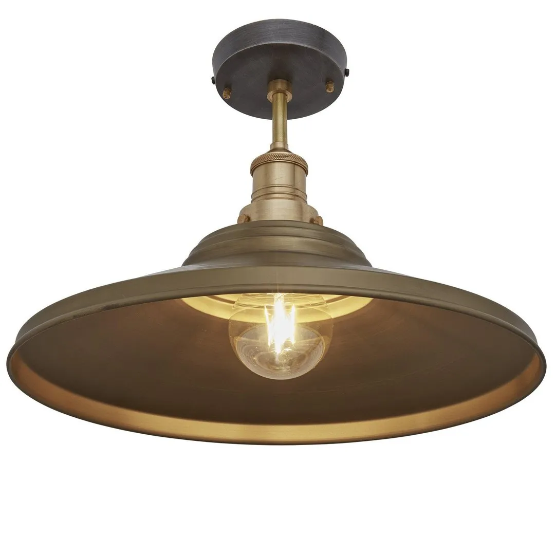 Brooklyn Giant Step Metal Flush Mount Light - Brass - 18 inch - Industville