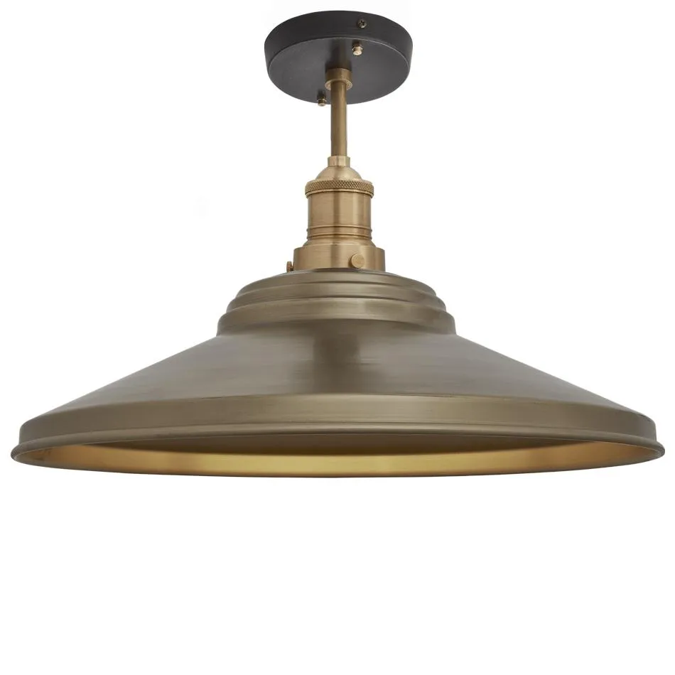 Brooklyn Giant Step Metal Flush Mount Light - Brass - 18 inch - Industville