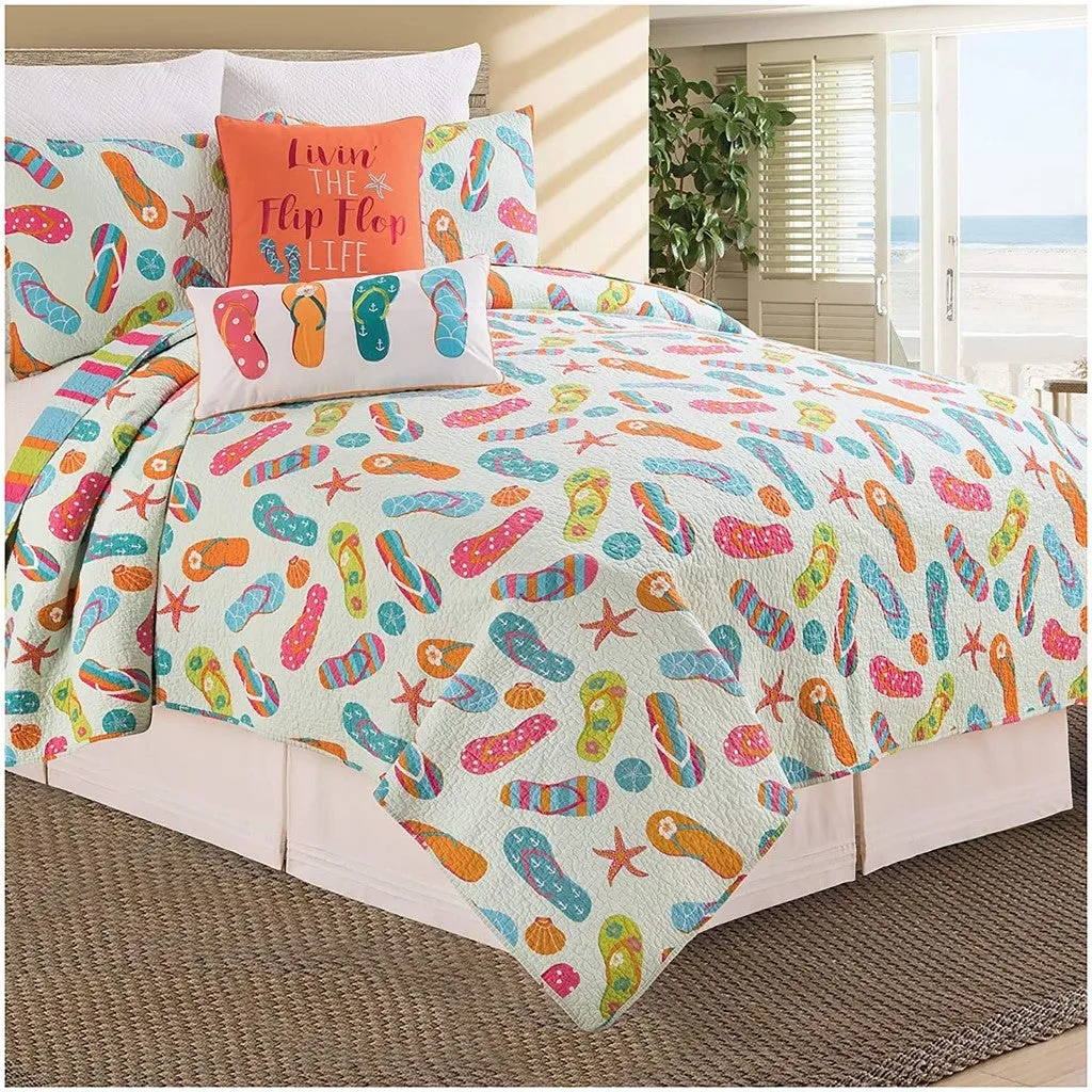 C&F Home Flip Flop Life 3 Piece Full King Quilt and 2 Sham 108 Inches x 92 Inches