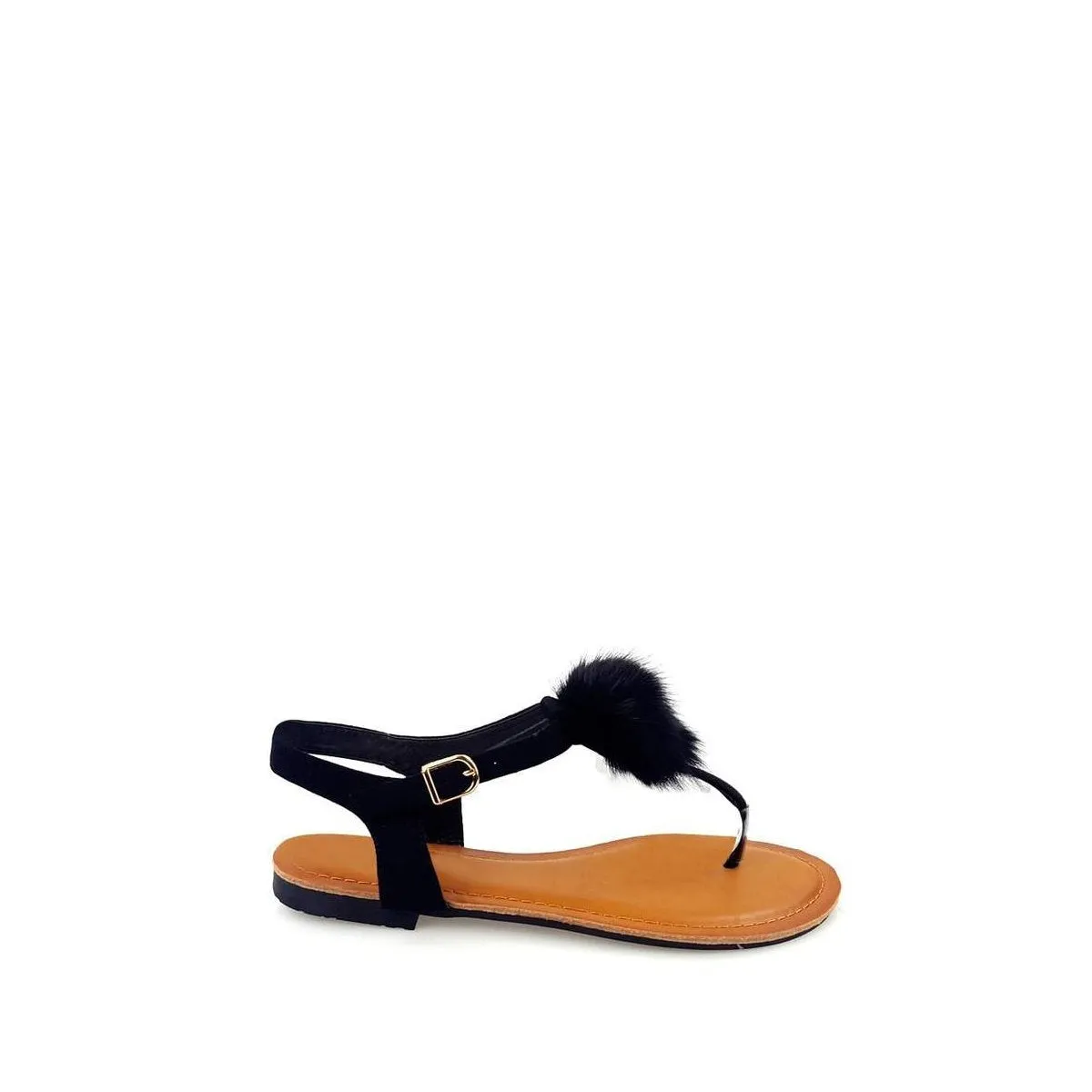 CANNIA Toe Post Pom Pom Flat Sandal