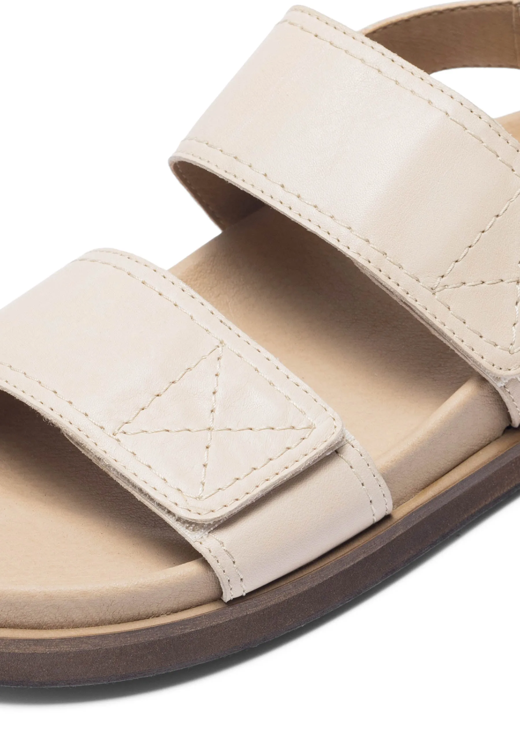 Caskimmi Biege Leather Velcro Sandals