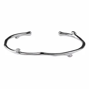 Cherry Blossom Bangle - Silver & Diamond