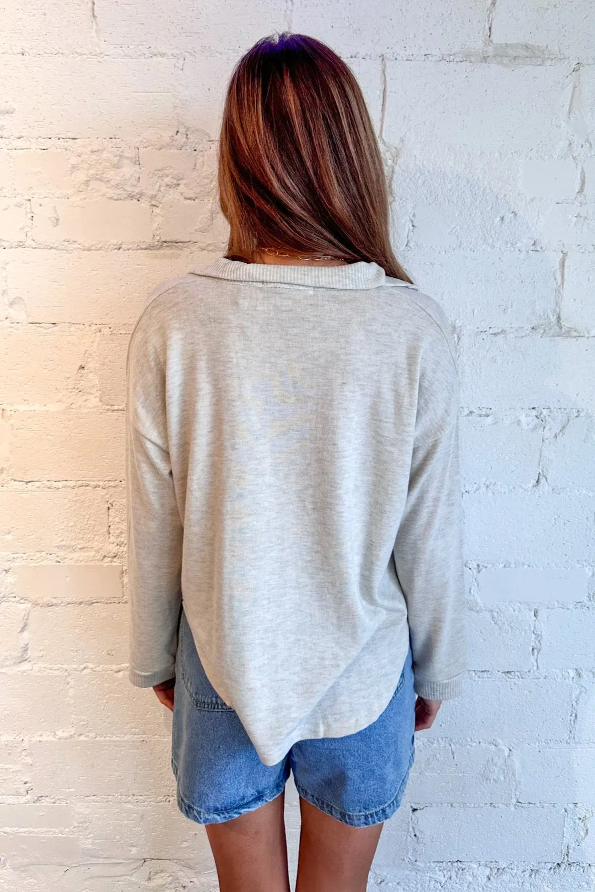 Chiara Cozy Oatmeal Collared Pullover